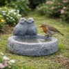 2 Robin Concrete Garden Bird Bath 23cm garden setting View