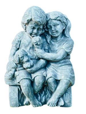 Boy and Girl eating Ice Cream Concrete Garden Ornament