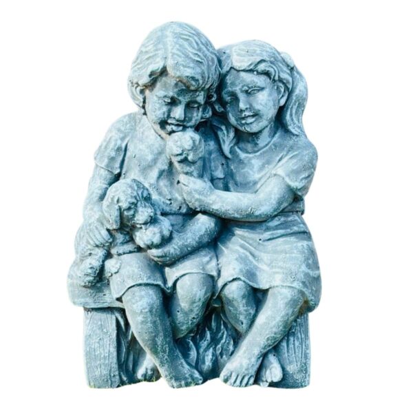 Boy and Girl eating Ice Cream Concrete Garden Ornament