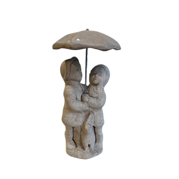Boy and Girl with Umbrella Concrete Garden Ornament