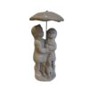 Boy and Girl with Umbrella Concrete Garden Ornament 2