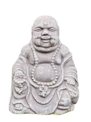 Laughing Buddha Sitting Small Concrete Garden Ornament
