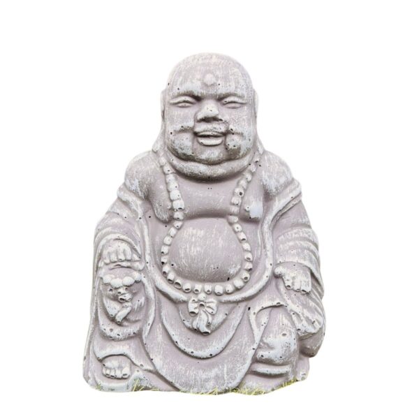 Laughing Buddha Sitting Small Concrete Garden Ornament