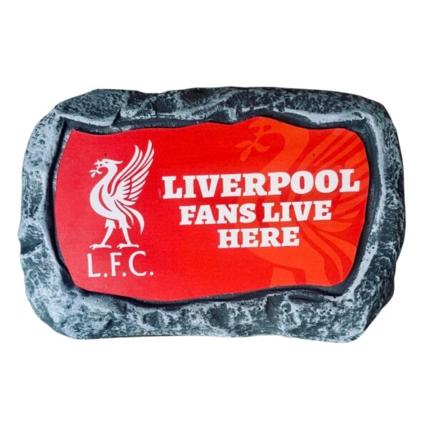Liverpool Fans Live Here Concrete Garden Plaque - front view