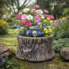 Wood Stump Concrete Garden Pot Planter Concrete Worx Northern Ireland in Garden Setting